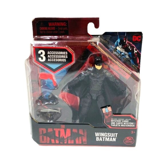 The Batman Wingsuit Action Figure 3 Accessories DC Spin Master Mystery Card 3+yr - Picture 1 of 4